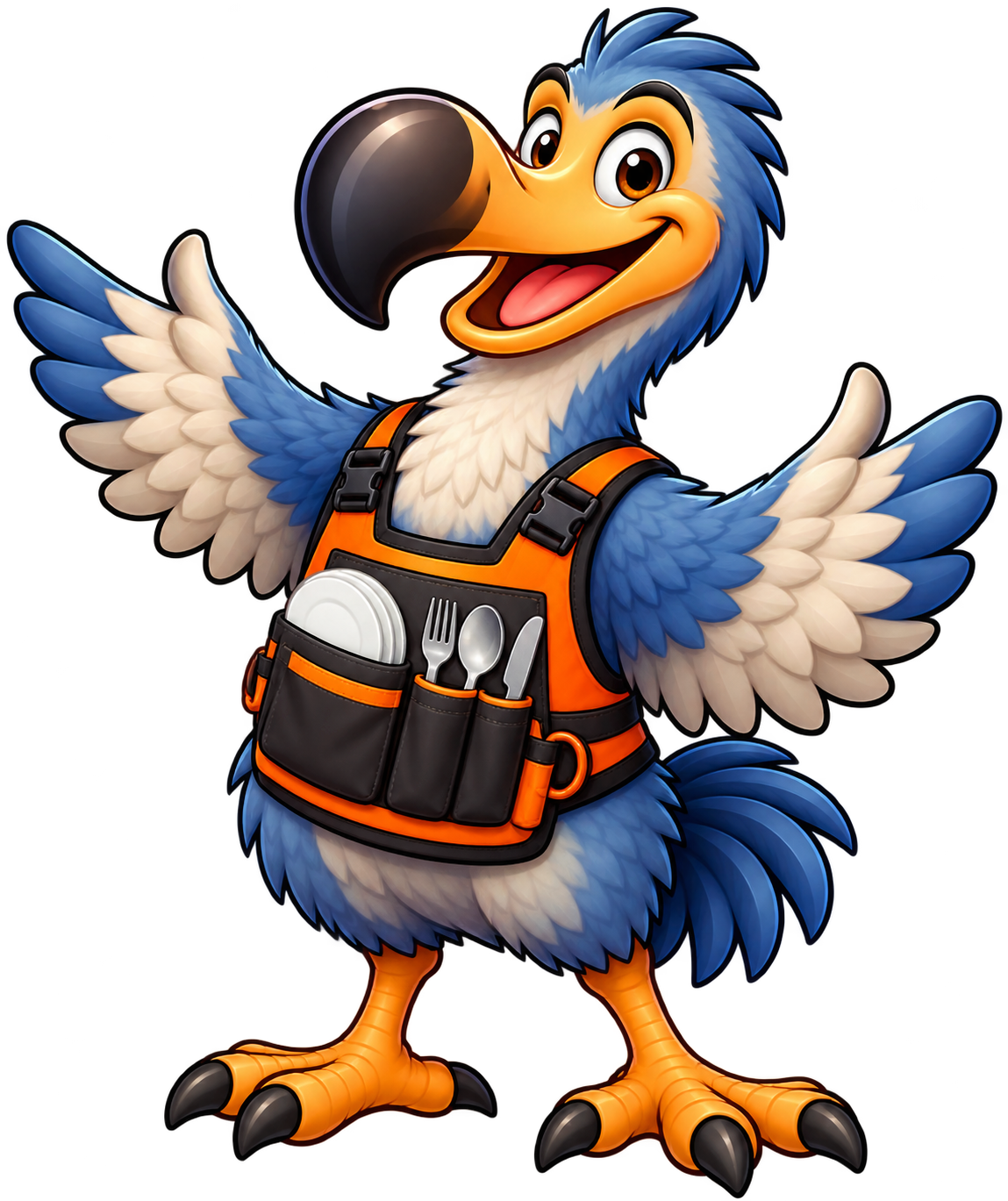 Dodo, the Dodo Event Hire mascot, in a crew harness
